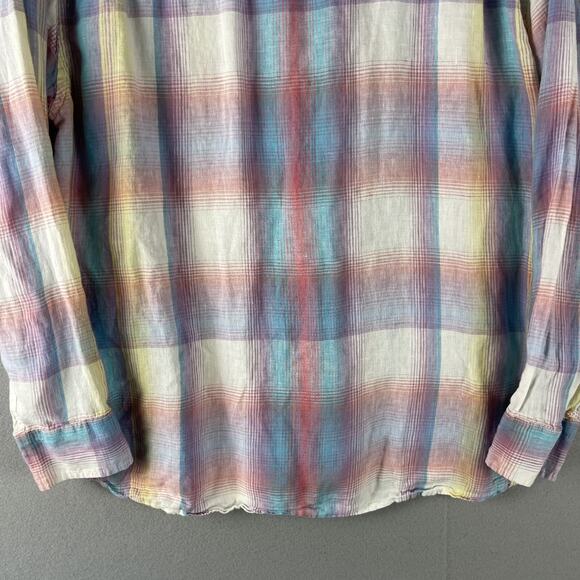 Tommy Bahama Linen Shirt Mens XXL 2XL Plaid Long Sleeve Button Up Beach Ombre - Picture 12 of 15